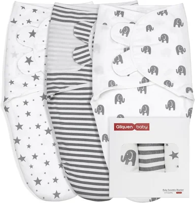 GLLQUEN BABY Baby Swaddle Wraps for 0-3 Months Newborn,Oeko-tex100,100% Breathable Organic Cotton Fabric Swadding Blankets,3 Pack (Coffee)