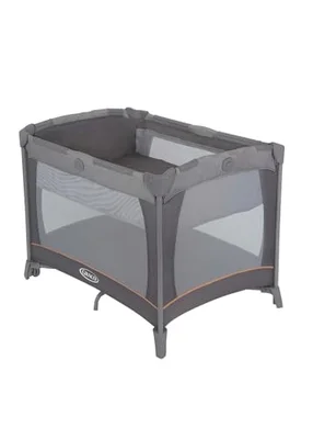 Graco Contour Travel Cot with bassinet, lightweight with compact fold and carrybag. Suitable from birth to approx. 3 Years, Pebble fashion - Grey / 73 cm x 100 cm x 90.5 cm