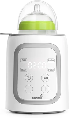 Grownsy Bottle Warmer 10-in-1 Fast Baby Bottle Warmer and Steriliser with LCD, for All Bottles, Milk Warmer for Breastmilk or Formula, BPA-Free, Smart Temperature Control and Automatic Shut-Off