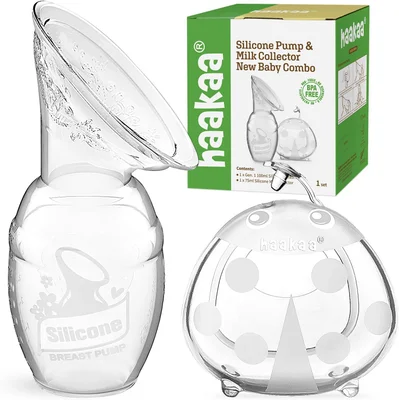 haakaa Manual Breast Pump & Ladybug Breast Milk Collector Combo for Collecting Breastmilk, BPA Free