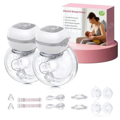 Haokoo Electric Wearable Breast Pump, Strong Suction Hands Free, Quiet Cordless Portable Pump for Work, Travel & Night Use, 3 Modes 12 Levels, Comfortable Fit, BPA Free