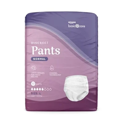 Healthcare by Amazon Lady Pants Plus Large - 40 Count (4 Packs of 10), White, (Previously Amazon Basic Care) - Packaging May Vary