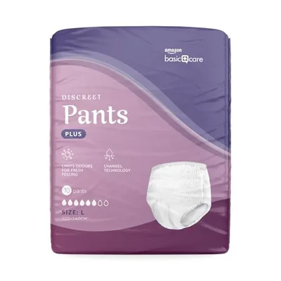Healthcare by Amazon Lady Pants Plus Large - 40 Count (4 Packs of 10), White, (Previously Amazon Basic Care) - Packaging May Vary - White / Plus Large