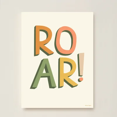 Hibou Design Roar! Art Print - Cream