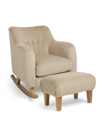 Hilson Nursing Chair & Footstool Set - Almond Sherpa