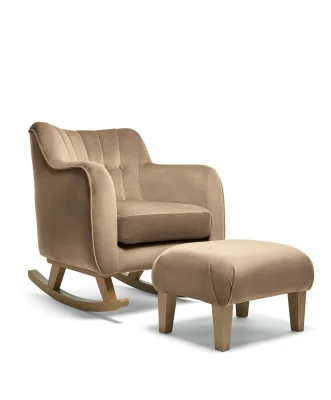 Hilson Nursing Chair & Footstool Set - Mocha Velvet