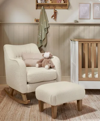 Hilston Nursing Chair & Footstool - Off-White Boucle