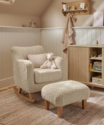 Hilston Nursing Chair & Footstool Set - Biscuit Teddy