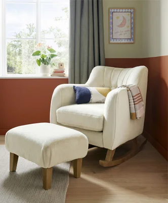Hilston Nursing Chair & Footstool Set - Feather Sherpa