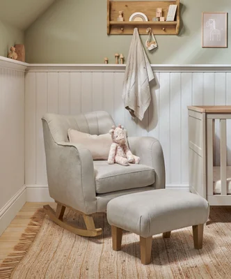 Hilston Nursing Chair & Footsool Set - Silver Woven - Silver Woven