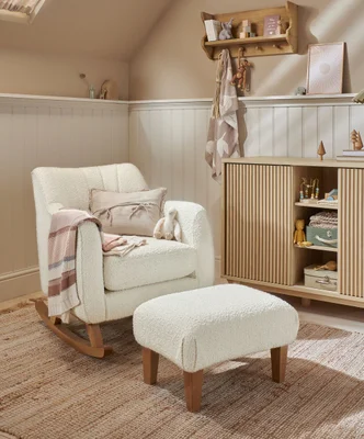 Hilston Nursing Chair Set in Chenille Boucle - Oyster