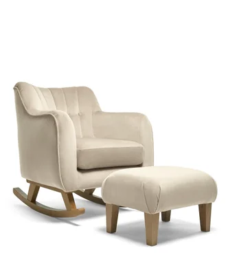 Hilston Nursing Chair Set in Velvet - Latte