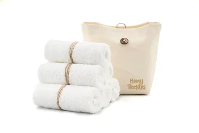 Homy Textiles Bamboo Baby Wash Cloth Flannel Face Cloth Pack of 6 25x25cm Extremely Soft Baby Flannels Face Towels for Sensitive Skin - Decorative 100% Cotton Storage Bag - Reusable Wipes