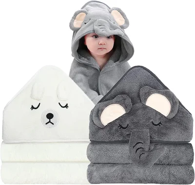 Hooded baby bathing towel - Neutral colors