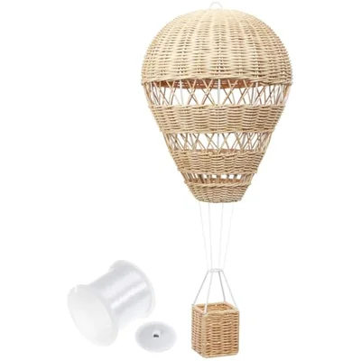 Hot Air Balloon Lampshade: Woven Rattan Hot Air Balloon Decor for Boys Girls Kids Room Nursery Decoration Preschool Photo Prop Art Display