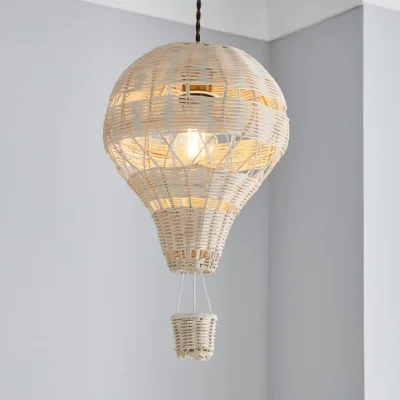 Hot Air Balloon Rattan Easy Fit Pendant Shade - White