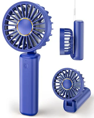Hssio Portable Handheld Fan, Mini Desk Fan Foldable 1800mAh, 180° Ratotion, 3 Speeds, Ultra Quite, Up to 8H Long Use Time, Small Personal Cooling Fans Makeup Lash Fan for Women Girls, Dark Black