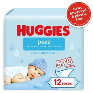 Huggies® Pure Plastic Free Baby wipes - 12 packs of 48 wipes