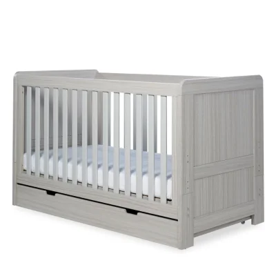 Ickle Bubba Pembrey Cot Bed and Under Drawer - Ash Grey