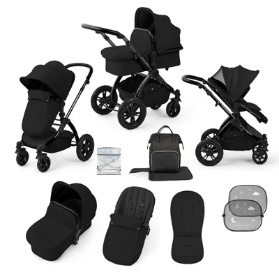 Ickle Bubba Stomp Luxe 2 in 1 Pushchair- Charcoal Grey - Black Frame + Black Handles