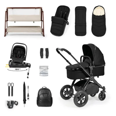 Ickle Bubba Stomp Luxe Elements Edition i-Size Travel System & Home 17 Piece Bundle - Raven