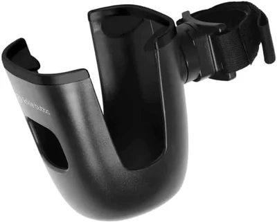 Ickle Bubba Universal Cup Holder (Black) - Large Cup Holder, Compatible with All Strollers and Prams and Easy to Attach