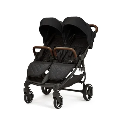 Ickle Bubba Venus Double Stroller- Black - Without Footwarmers