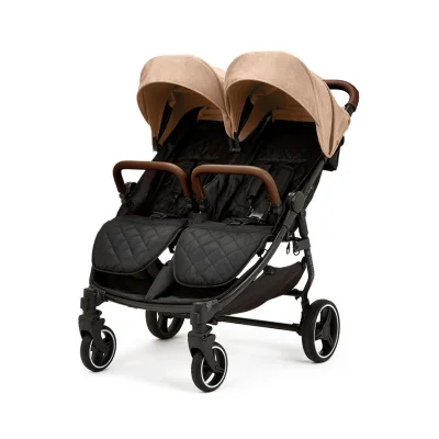Ickle Bubba Venus Prime Double Stroller - Biscuit/Black/Tan