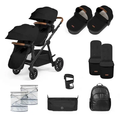 Ickle Bubba Virgo Twin Pushchair 12 Piece- Black - Black