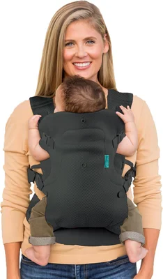 Infantino Flip 4-in-1 Convertible Baby Carrier, Adjustable, Ergonomic Babywearing, Registry Essential, Baby Carrier for Newborn to Toddler, Black and Gold
