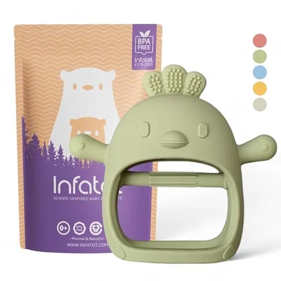 Infatot® Teething Toys for Baby Gifts – 2-Pack Koda Koala Teether Mitten Glove, Soothing Hand Teethers for Infants, Baby Toys 0-6 Months and Up, Newborn Essentials for Teething Relief, Orange.