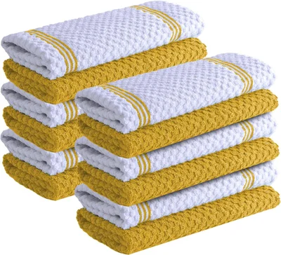 Infinitee Xclusives Premium Terry Tea Towels | Pack of 6 | 100% Cotton | 38 x 64 cm | Ultra Soft & Highly Absorbent | Dish Towels for Kitchen, Bar & Daily Household Cleaning Use