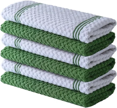 Infinitee Xclusives Premium Terry Tea Towels | Pack of 6 | 100% Cotton | 38 x 64 cm | Ultra Soft & Highly Absorbent | Dish Towels for Kitchen, Bar & Daily Household Cleaning Use | Grey