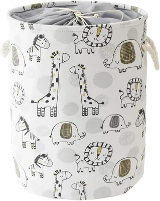 INough Baby Laundry Baskets Baby Hamper, Toy Basket for Kids Washing Basket, Toys Storage Basket for Soft Toy Animal Basket Safari Nursery Decor (Giraffe)
