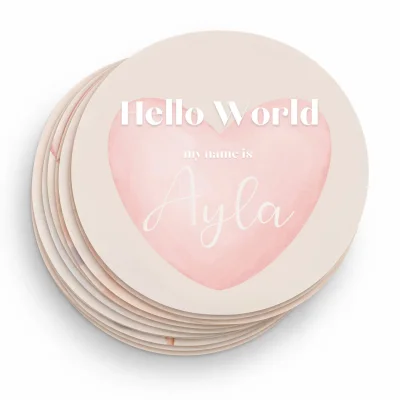 JBØRN Personalised Milestone Cards - Hello Baby – Pink