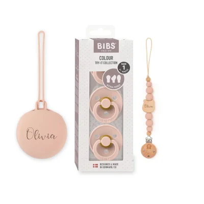 JBØRN x BIBS Pacifier Set | Baby's First Pacifier Pack & Holders - BIBS Try Pack \u0026 Holders Set | Sage