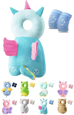 JEJA Baby Head Protector Backpack and Baby Knee Pads for Crawling, Adjustable Head Back Protection Safety Pads Toddler Walking
