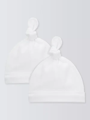 John Lewis Baby Cotton Hat, Pack of 2, White - White