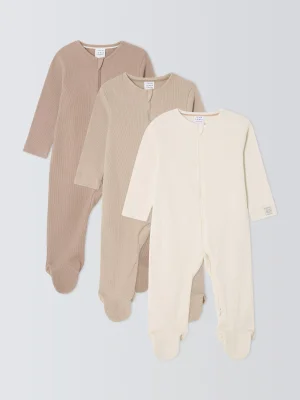John Lewis Baby Cotton Two Way Zip Ribbed Cotton Sleepsuit