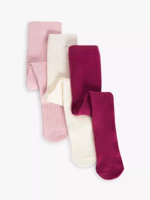 John Lewis Baby Organic Cotton Blend Ribbed Tights