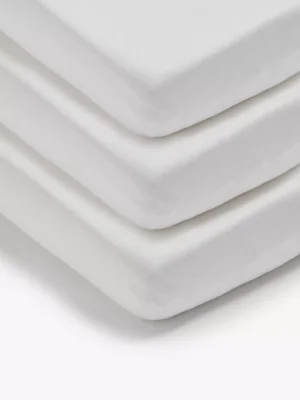 John Lewis Cotton Fitted Cotbed Sheet, Pack of 3, 70 x 140cm, White