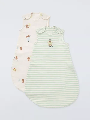 John Lewis Daydream Bear Baby Sleeping Bag, 1 Tog, Pack of 2, Multi