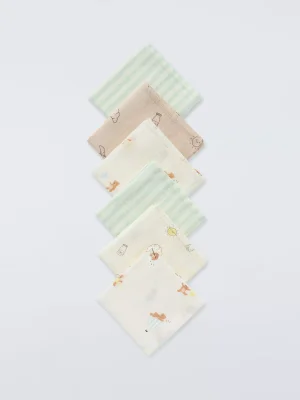 John Lewis Daydream Bear Breakfast Print Muslin Squares, Pack of 6
