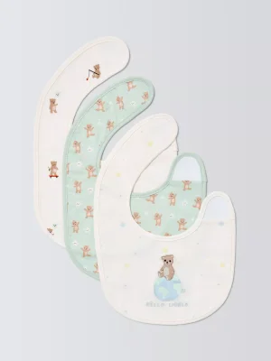 John Lewis Daydream Bear Round Bibs, Pack of 3 - Default