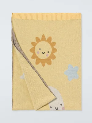 John Lewis Daydream Moon Knitted Blanket, Yellow
