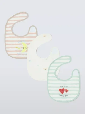 John Lewis Daydream Moon Mummy & Daddy Round Bibs, Pack of 3
