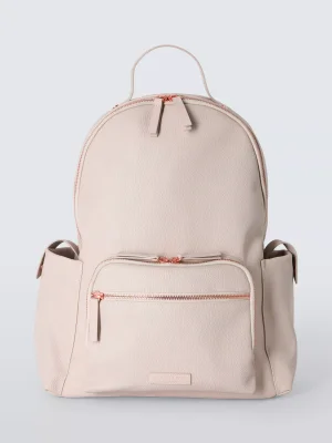 John Lewis Faux Leather Changing Backpack - Taupe