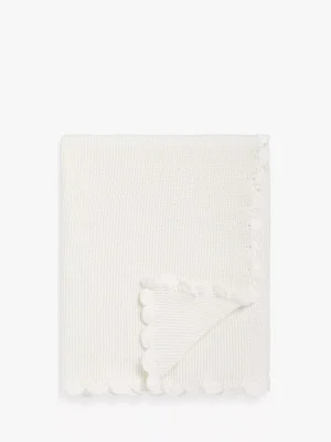John Lewis Scalloped Cotton Baby Blanket, 100 x 80cm - White