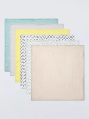 John Lewis Waves Muslin Squares, Pack of 6