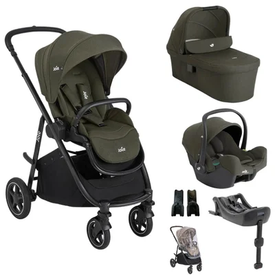 Joie Versatrax On-The-Go Encore 4 Piece Travel System- Fern - With Joie i-Base 2 - Fern / Without ISOFIX Base